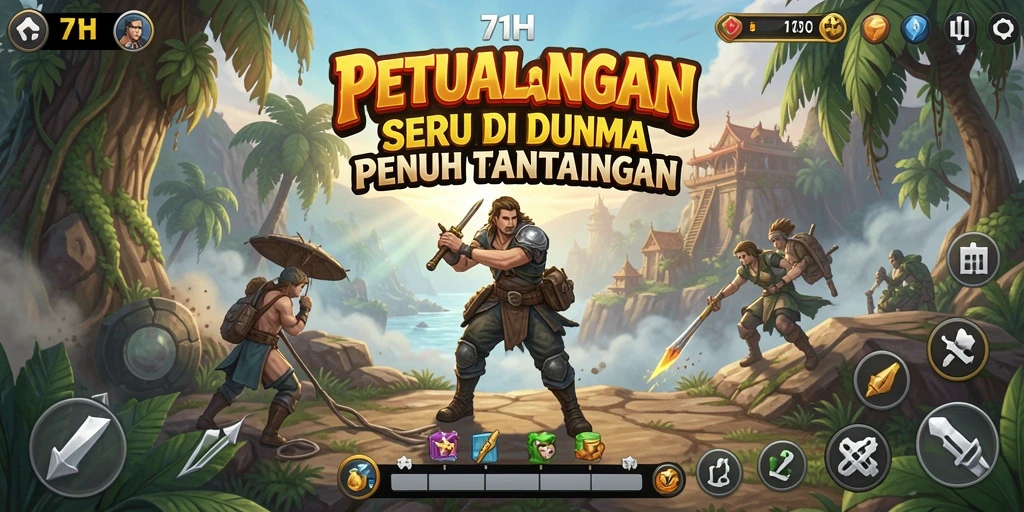 Tampilan gameplay 71H dengan pemandangan petualangan yang menakjubkan.
