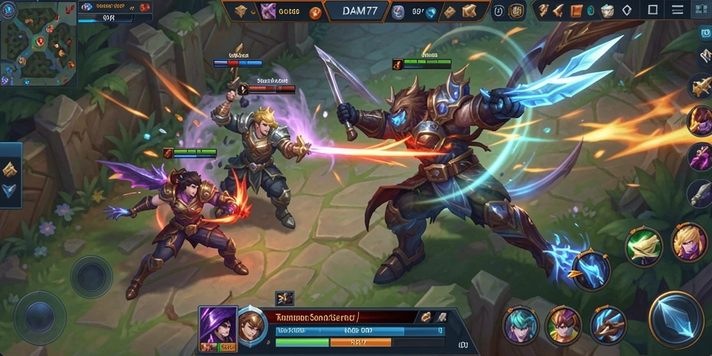 Tangkapan layar utama dari gameplay seru MOBA ADAM77.