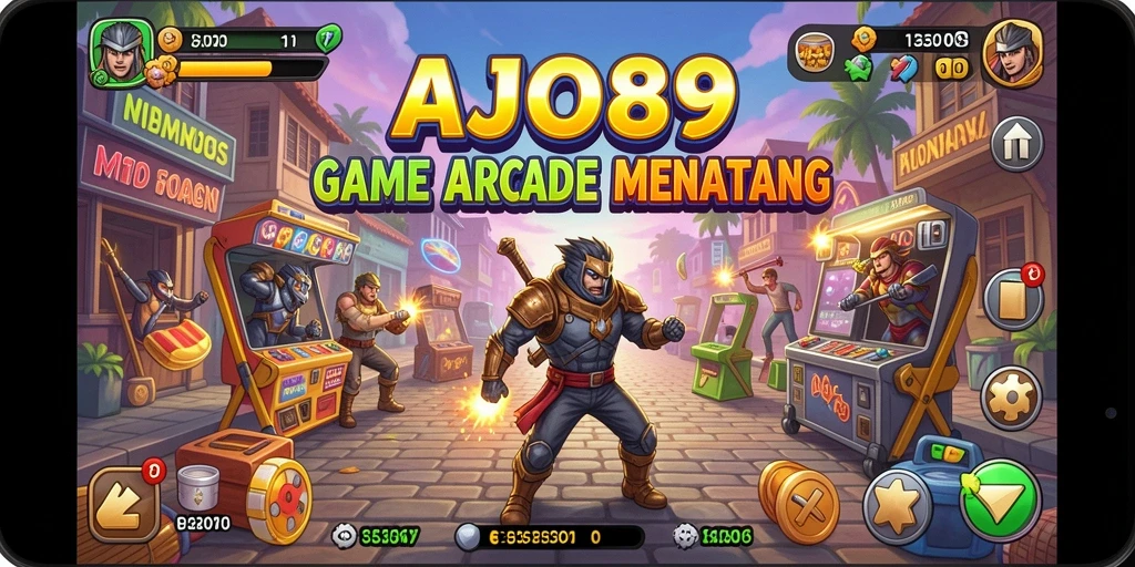 Screenshot utama AJO89 menampilkan gameplay Arcade yang dinamis dan seru.