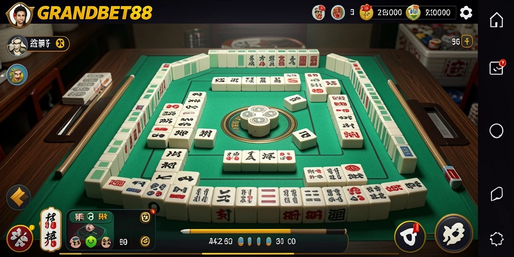 Tampilan gameplay seru di GRANDBET88 dengan ubin Mahjong