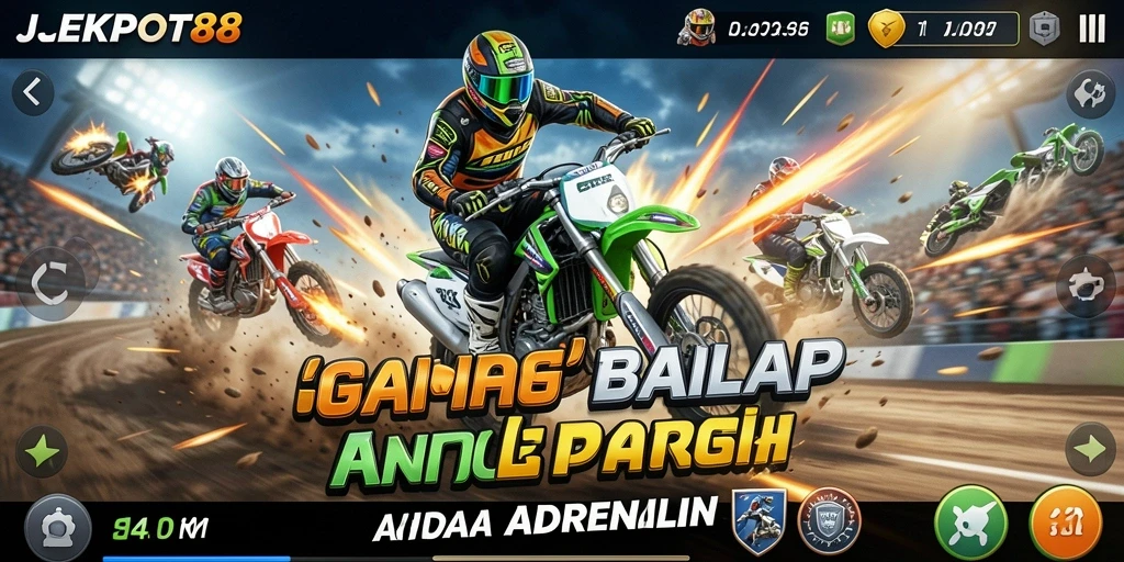 Tangkapan layar dari gameplay seru <strong>JEKPOT88</strong> yang menampilkan aksi balapan yang mendebarkan.