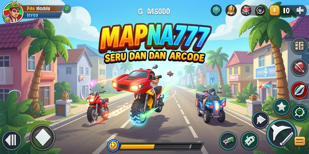 Screenshot MAPNA777 menunjukkan aksi seru dalam permainan Arcade.