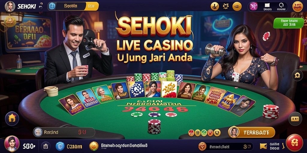 Tampilan permainan Live Casino SEHOKI dengan dealer profesional dan interaksi pemain.