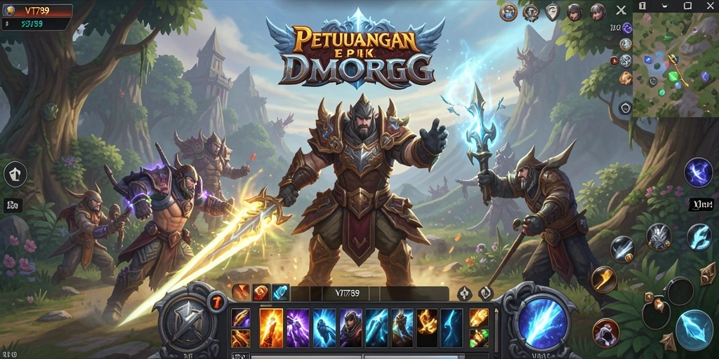Tangkapan layar gameplay VT789 yang menunjukkan aksi pertempuran seru dalam MMORPG.